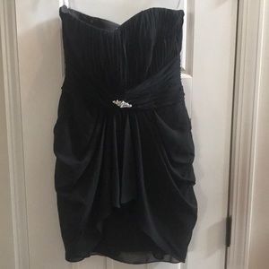 Black strapless chiffon dress By Andrew Adela